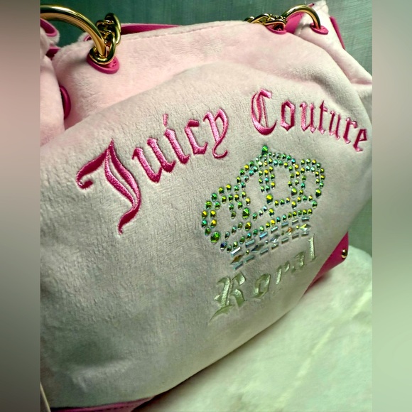 NEW Juicy Couture Juicy Kingdom Pink Velour Tote - Picture 3 of 9